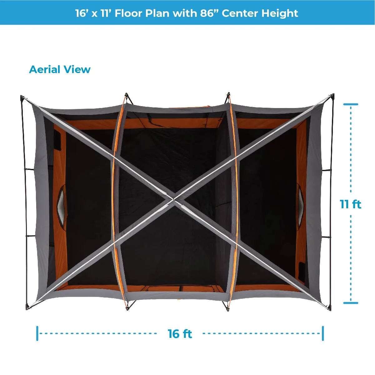 12 Person Straight Wall Cabin Tent 16' x 11'
