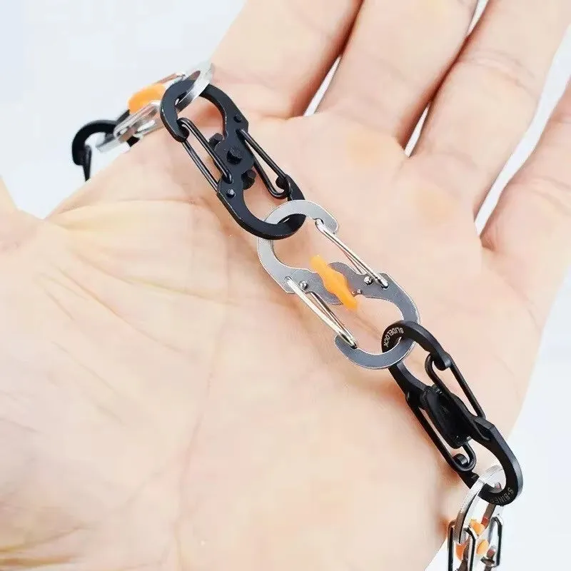 5Pcs Outdoor Camping S Type Carabiner with Lock Mini Keychain Hook Anti-Theft Outdoor Camping Backpack Buckle Key-Lock Tool