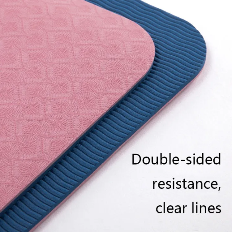 BSJ002 TPE Double Layer Two-Color Yoga Mat Fitness Mat with Body Line, Specification: 183 x 61 x 0.6cm(Bamboo Cyan)