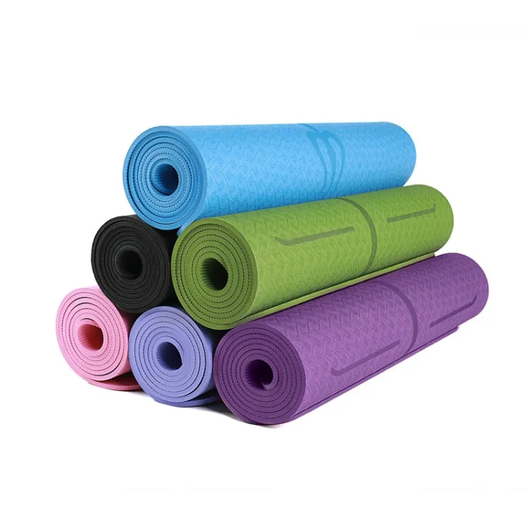BSJ002 TPE Double Layer Two-Color Yoga Mat Fitness Mat with Body Line, Specification: 183 x 80 x 0.8cm(Violet)
