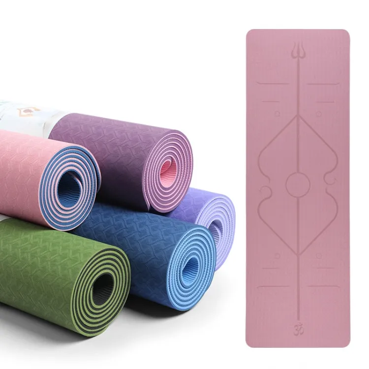 BSJ002 TPE Double Layer Two-Color Yoga Mat Fitness Mat with Body Line, Specification: 183 x 80 x 0.8cm(Violet)
