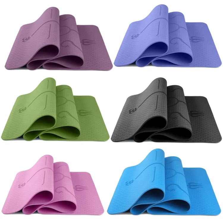 BSJ002 TPE Double Layer Two-Color Yoga Mat Fitness Mat with Body Line, Specification: 183 x 80 x 0.8cm(Violet)