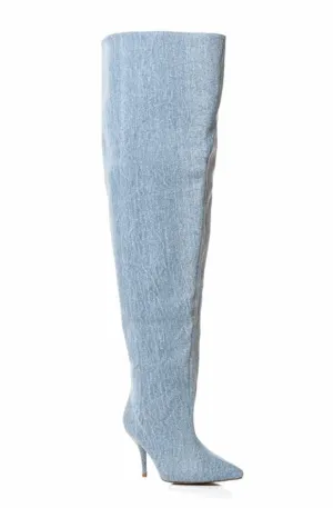 Denim wide over-the-knee boots