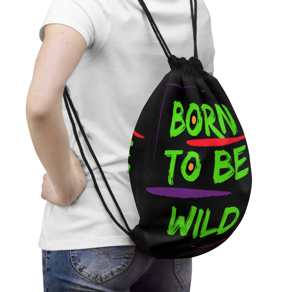 Drawstring Bag ( Born To Be Wild  Black )