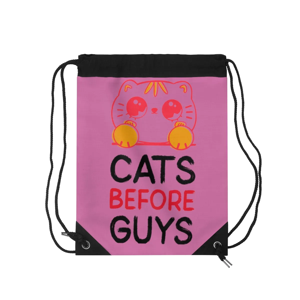 Drawstring Bag ( Cats Before Guys Pink )