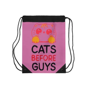 Drawstring Bag ( Cats Before Guys Pink )