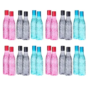 Kuber Industries Set of 6 Plastic Water Bottle | 1 Litre Round Plastic Water Bottle | Refrigerator Safe and BPA free PET Water Bottle |Perfect For School College Work Gym | Pack of 4 | Assorted