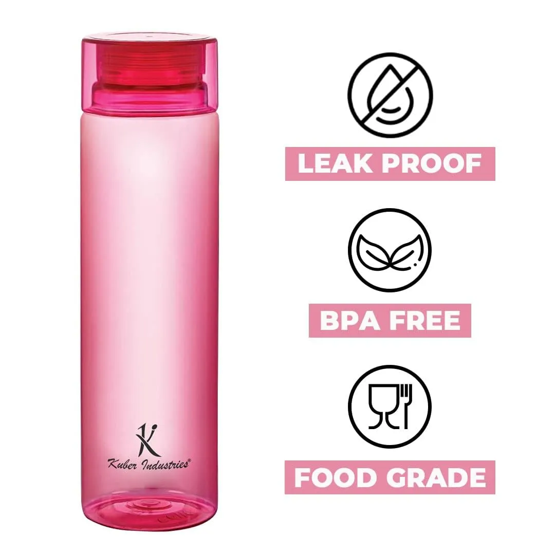Kuber Industries Set of 6 Plastic Water Bottle | 1 Litre Round Plastic Water Bottle | Refrigerator Safe and BPA free PET Water Bottle |Perfect For School College Work Gym | Pack of 6 | Multicolour