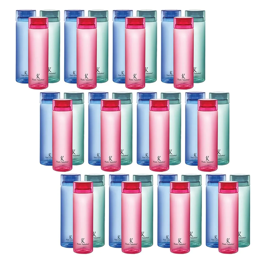 Kuber Industries Set of 6 Plastic Water Bottle | 1 Litre Round Plastic Water Bottle | Refrigerator Safe and BPA free PET Water Bottle |Perfect For School College Work Gym | Pack of 6 | Multicolour