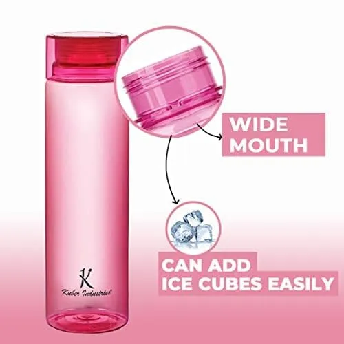 Kuber Industries Set of 6 Plastic Water Bottle | 1 Litre Round Plastic Water Bottle | Refrigerator Safe and BPA free PET Water Bottle |Perfect For School College Work Gym | Pack of 6 | Multicolour