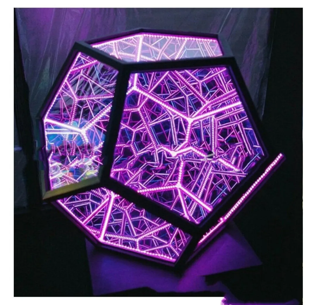 Night Light Creative And Cool Infinite Dodecahedron Color Art Light Led Luminaria Galaxy Projector Table Lamp