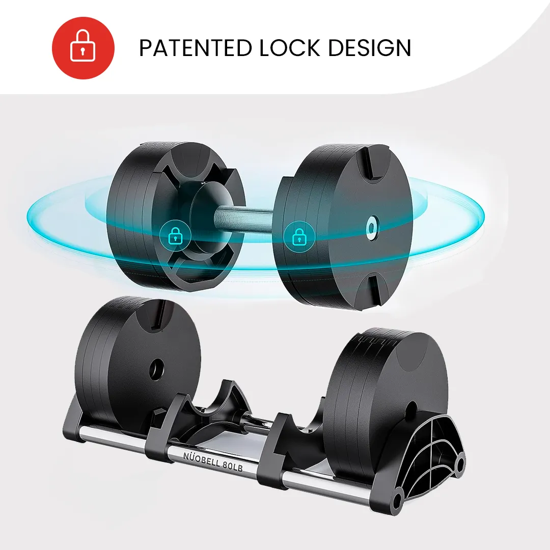 NUOBELL Adjustable Dumbbell Set 5-80 lbs
