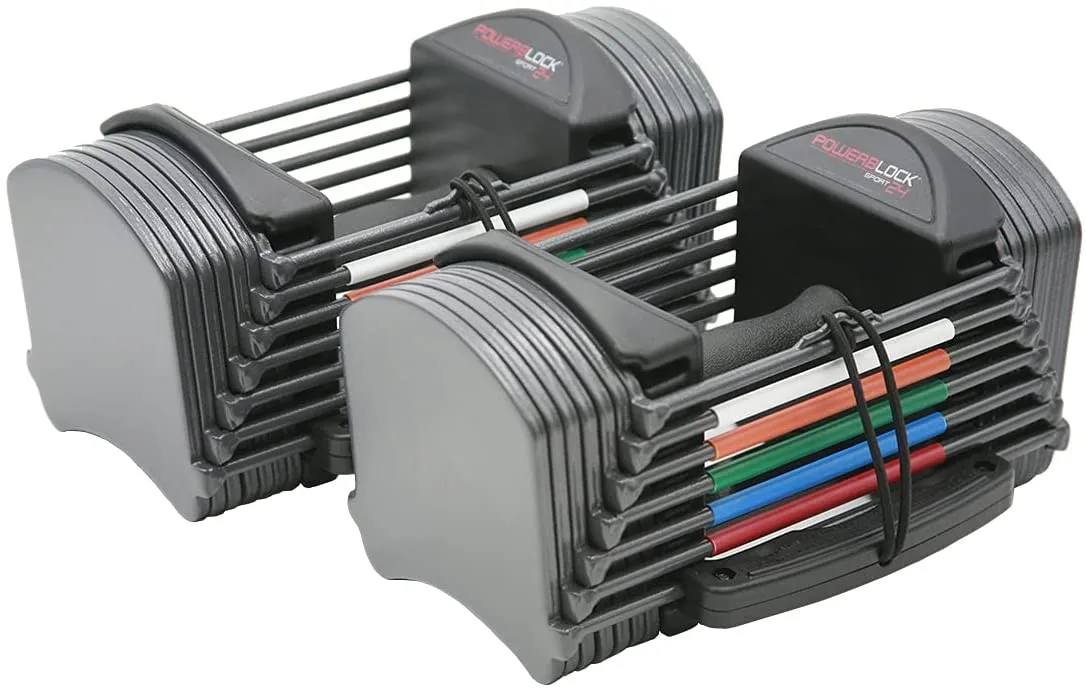 POWERBLOCK Sport 24 Adjustable Dumbbells, Grey, 24 lbs per Hand