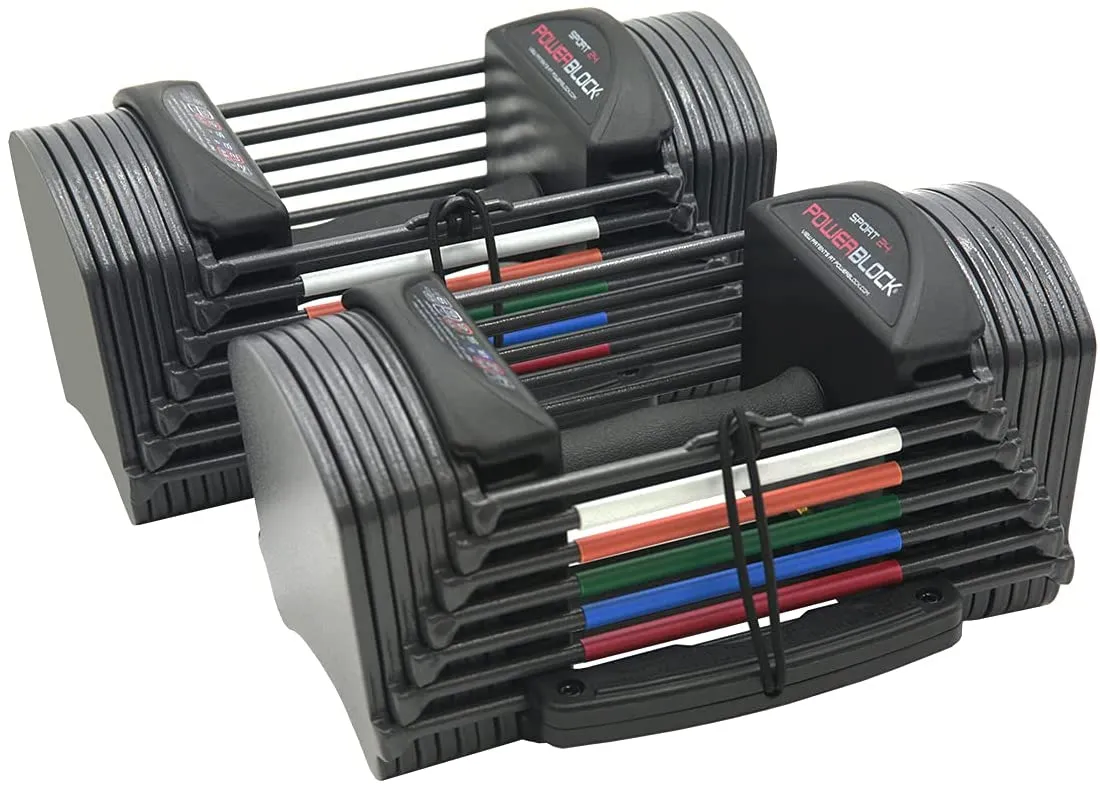 POWERBLOCK Sport 24 Adjustable Dumbbells, Grey, 24 lbs per Hand