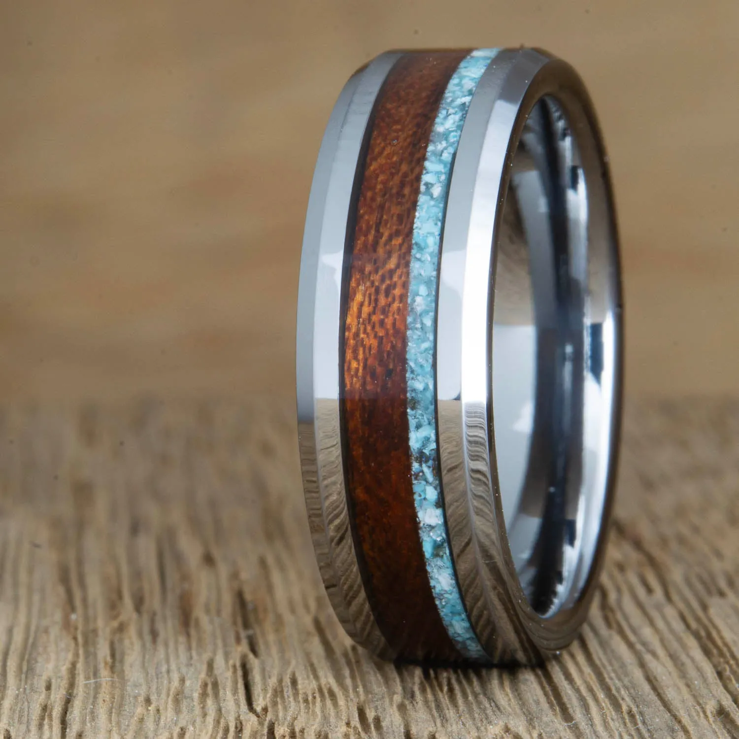 "The Beach" Turquoise Acacia on beveled Tungsten
