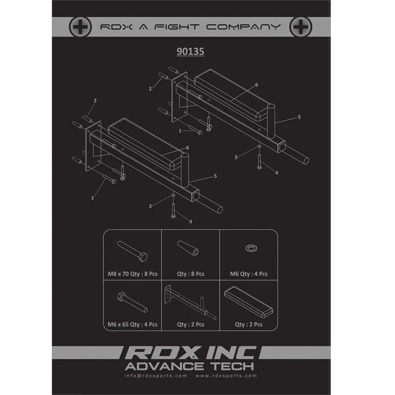 RDX X1 Wall Mounted Padded Dip Bar