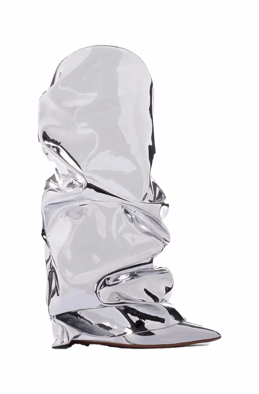 Silver mirror western fold over boots