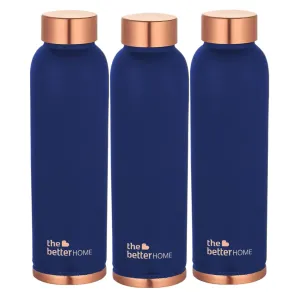 The Better Home Copper Water Bottle (1 Litre-3Pcs) | BPA Free Leak Proof Bottle for School Kids | Non Plastic Bottles for Office 1  Litre Capacity | Water Bottal | Dr Copper Water Bottle | Blue Bottle