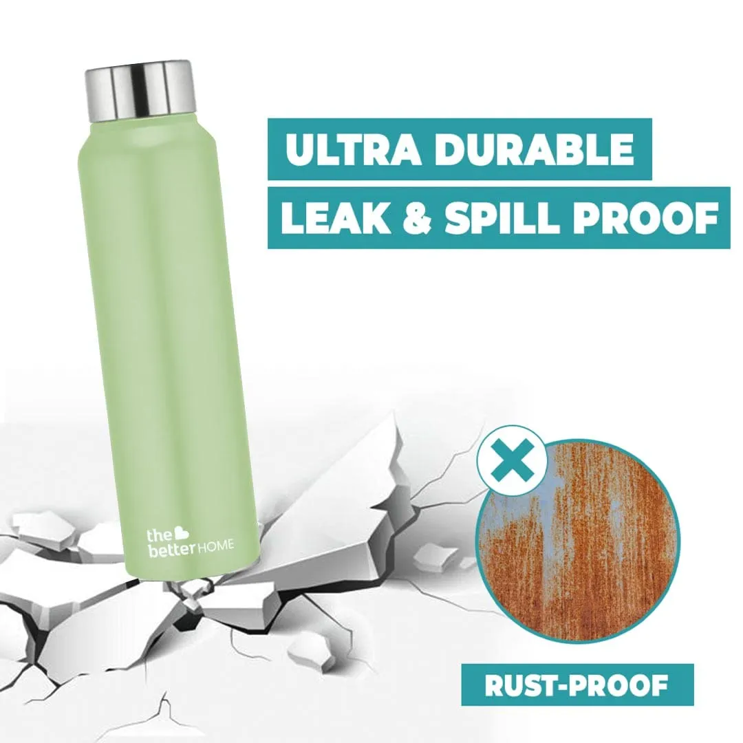 The Better Home Stainless Steel Water Bottle 1 Litre | Leak Proof, Durable & Rust Proof | Non-Toxic & BPA Free Steel Bottles 1  Litre | Eco Friendly Stainless Steel Water Bottle | Green (Pack of 2)