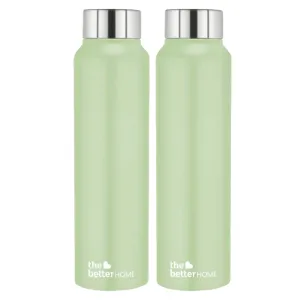 The Better Home Stainless Steel Water Bottle 1 Litre | Leak Proof, Durable & Rust Proof | Non-Toxic & BPA Free Steel Bottles 1  Litre | Eco Friendly Stainless Steel Water Bottle | Green (Pack of 2)