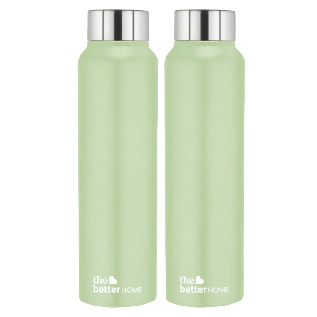 The Better Home Stainless Steel Water Bottle 1 Litre | Leak Proof, Durable & Rust Proof | Non-Toxic & BPA Free Steel Bottles 1  Litre | Eco Friendly Stainless Steel Water Bottle | Green (Pack of 2)