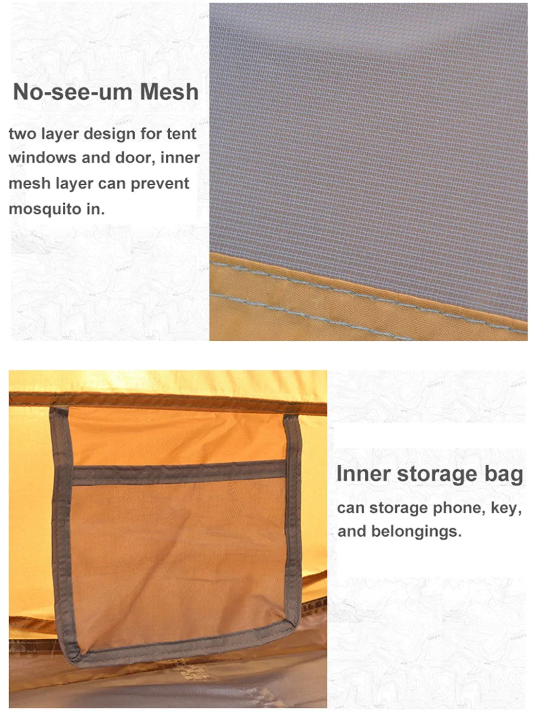 Waterproof Instant Beach Camping Tent 6 Person Pop up Tents Family Hiking Dome - brown